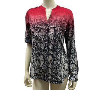 Calvin‎ Klein Womens Snake Print Ombre Blouse Size S